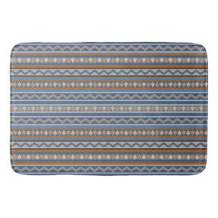 Tapis De Bain Style sud-ouest bleu et Motif géométrique Brown