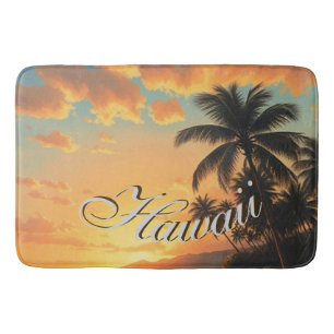 Tapis De Bain Style Vintage Hawaïen Voyage Côte Mer Coucher de s