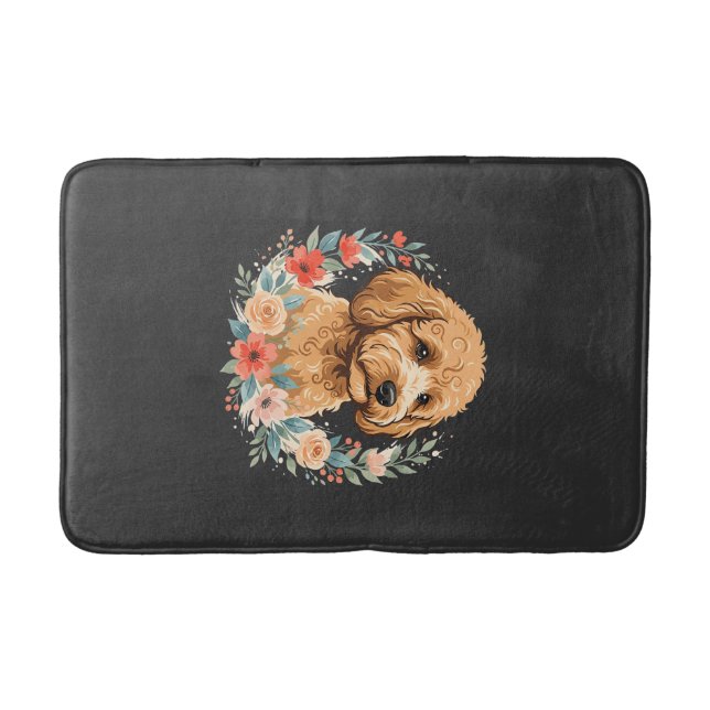 Tapis De Bain Sublimation ronde de chien floral (Devant)