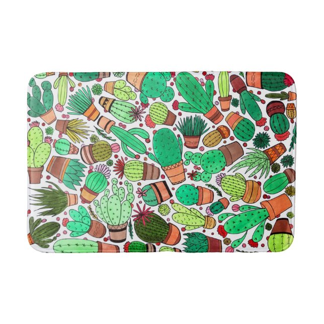 Tapis De Bain Succulent Cactus Pots Plante Vert Cactus Jardin (Devant)