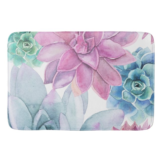 Tapis De Bain Succulentes Fête de Jardin Moderne Chic Floral Bla (Devant)