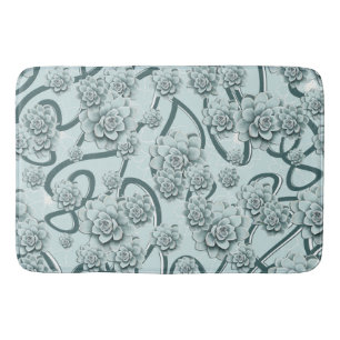 Tapis De Bain Succulents bleus à la menthe sur les treillis vert