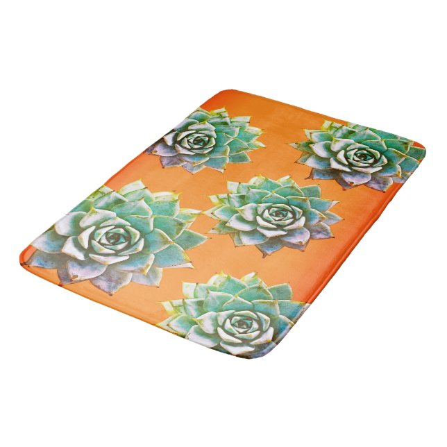 Tapis De Bain Succulents d'aquarelle sur Terracotta (Angle)