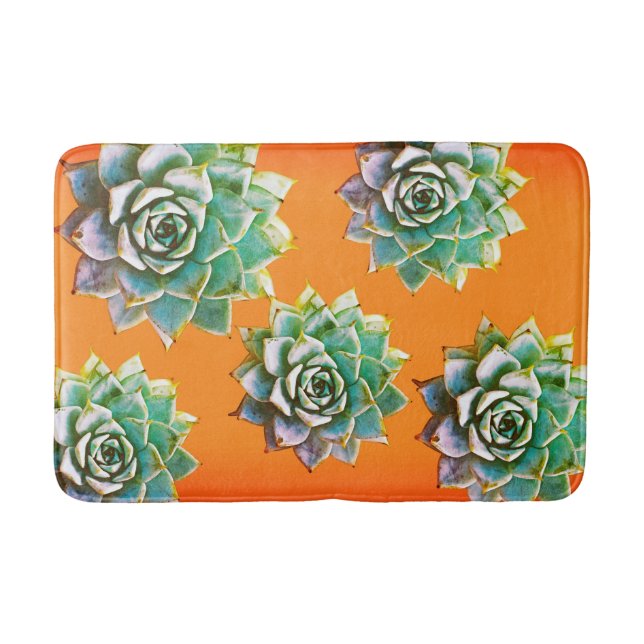 Tapis De Bain Succulents d'aquarelle sur Terracotta (Devant)