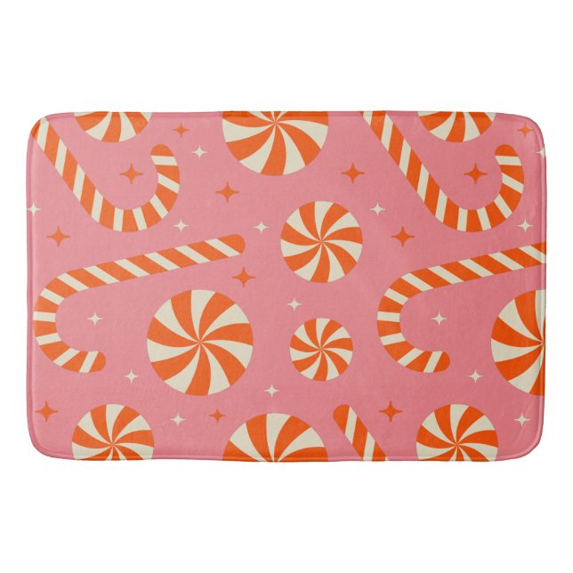Tapis De Bain Sucre de canne Noël rétro motif (Devant)