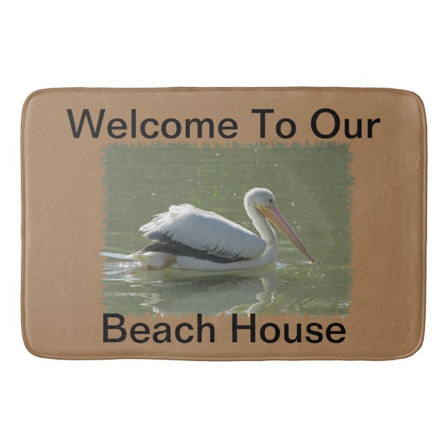 Tapis De Bain Summer Beach House Coastal Pélican Bienvenue invit (Devant)