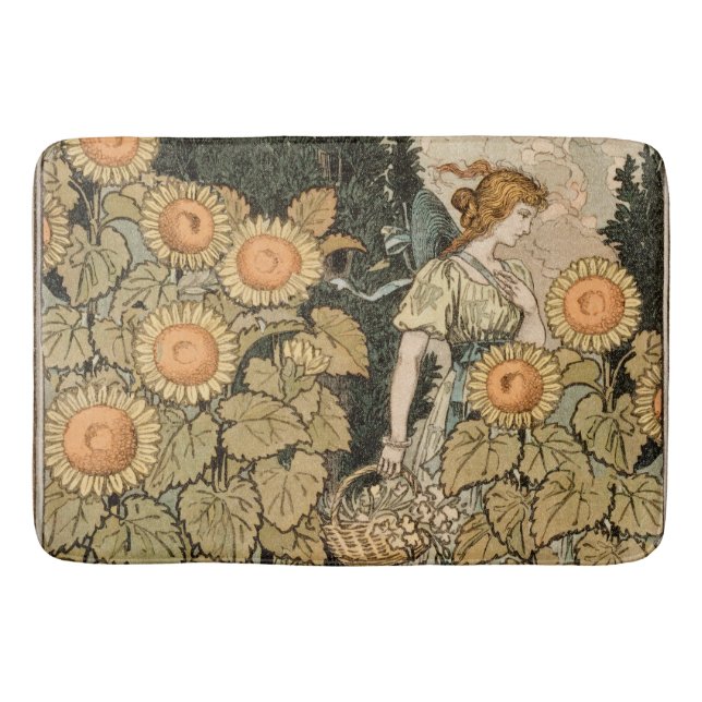 Tapis De Bain Sunflower Art Nouveau Jardin Grasset Femme (Devant)