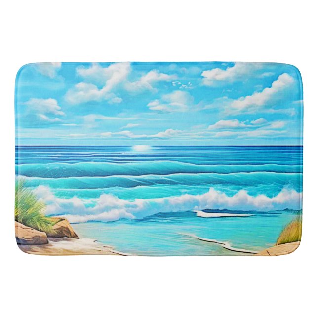 Tapis De Bain Sunny Beach Waves Design (Devant)