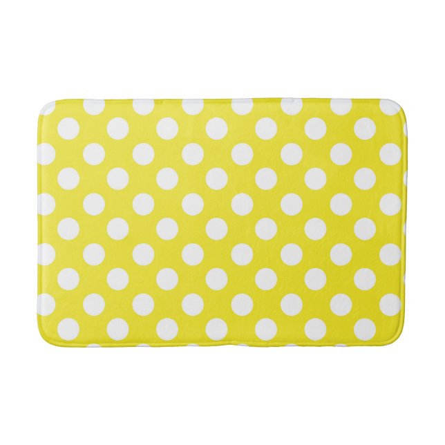 Tapis De Bain Sunny Jaune & Blanc Pois fête d'anniversaire (Devant)