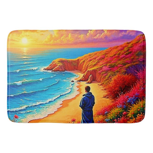 Tapis De Bain Sunset Beach Solitude Design de sérénité (Devant)