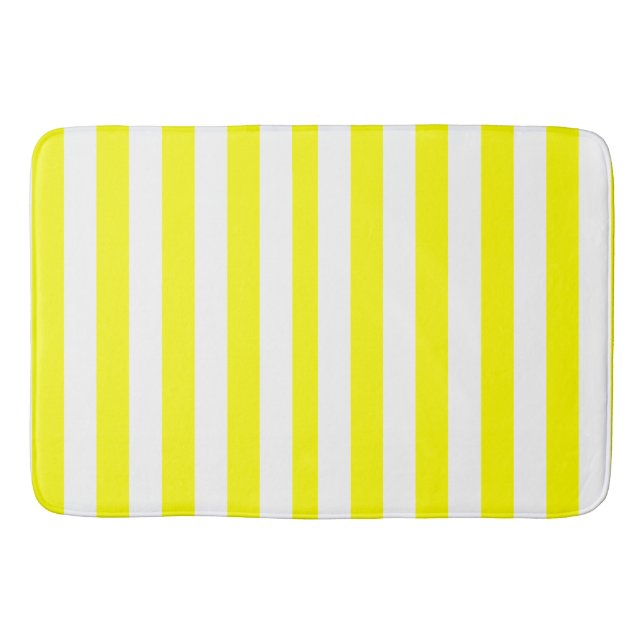 Tapis De Bain Sunshine Yellow and White Striped Print (Devant)