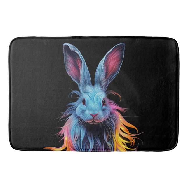 Tapis De Bain Superbe Lapin Bleu en feu (Devant)