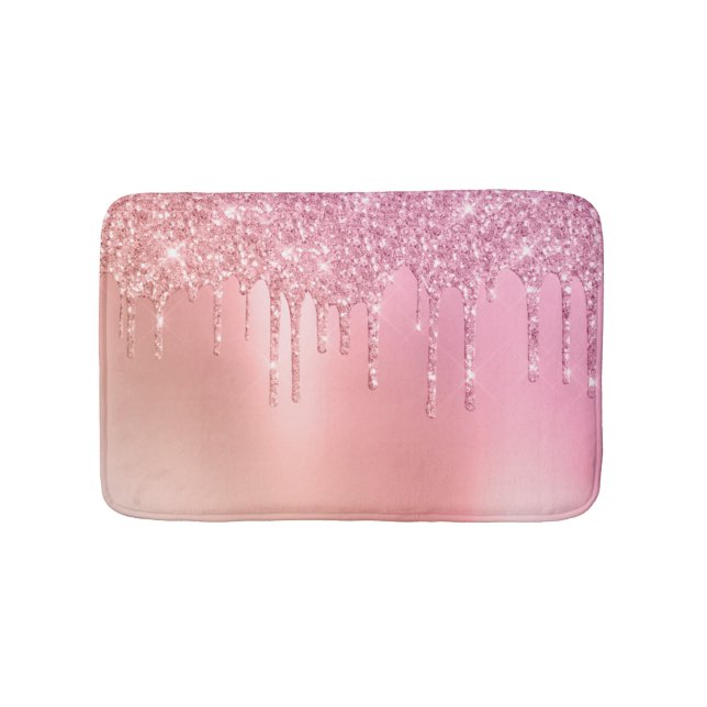 Tapis De Bain Superbes gouttes de roses rose or & cuivre parties (Devant)
