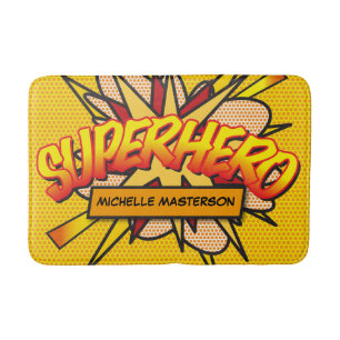 Tapis De Bain SUPERHERO Fun Retro Comédie Livre Pop Art