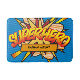 Tapis De Bain SUPERHERO Fun Retro Comédie Livre Pop Art