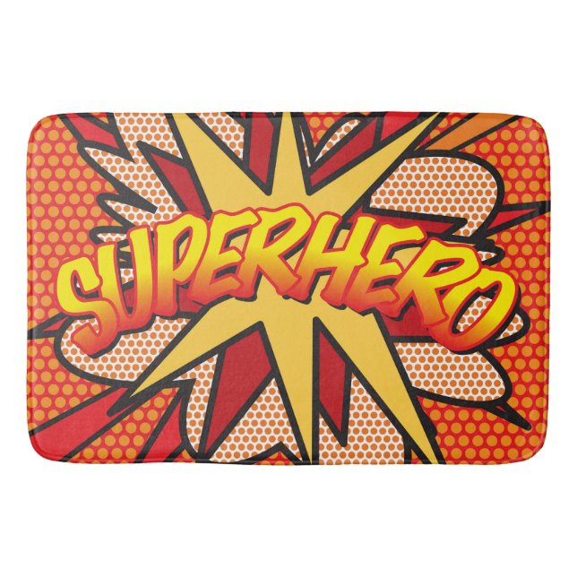 Tapis De Bain SUPERHERO Fun Retro Comédie Livre Pop Art (Devant)