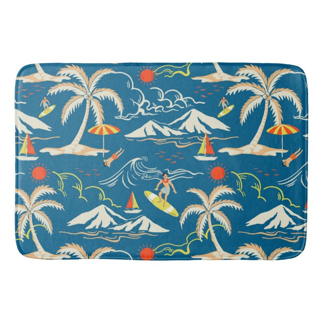 Tapis De Bain Surf tropical île motif à thème (Devant)
