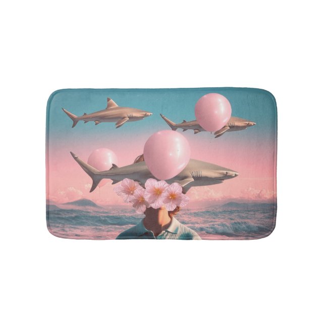 Tapis De Bain Surreal Dreamscape with Sharks and Balloons (Devant)