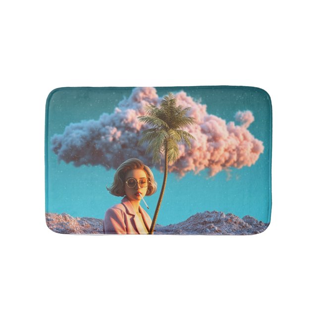 Tapis De Bain Surreal Woman with Palm Tree (Devant)