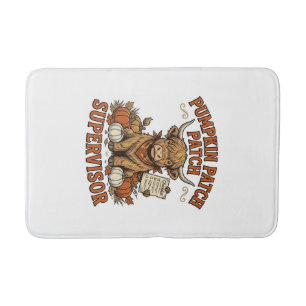 Tapis De Bain Surveillant de champ de citrouilles Vache Highland