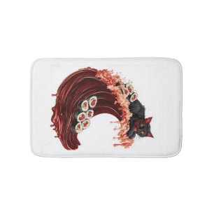 Tapis De Bain Sushi Cat Dreams Nourriture japonaise fantaisiste