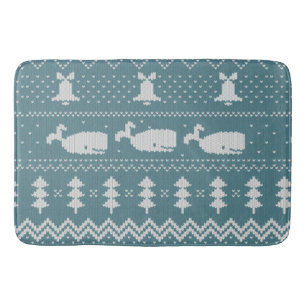 Tapis De Bain Sweat de Noël Motif Knagged Baleine Rustique