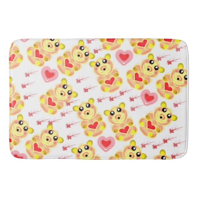 Tapis De Bain Sweet Heart Bear Nursery Pattern (Devant)