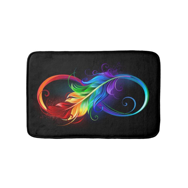 Tapis De Bain Symbole d'infini avec plume arc-en-ciel (Devant)