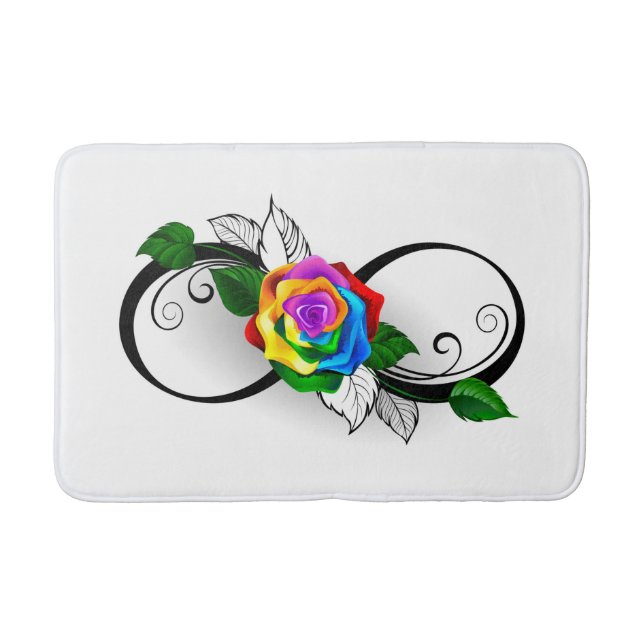 Tapis De Bain Symbole d'infini avec Rose arc-en-ciel (Devant)