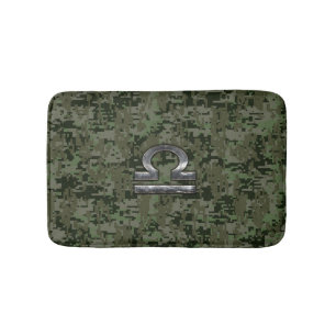Tapis De Bain Symbole du Zodiaque de la Libra sur camo numérique