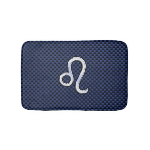 Tapis De Bain Symbole Leo d'argent sur l'impression en fibre de