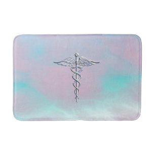 Tapis De Bain Symbole Médicale de Caduceus sur le Décor de la Pe
