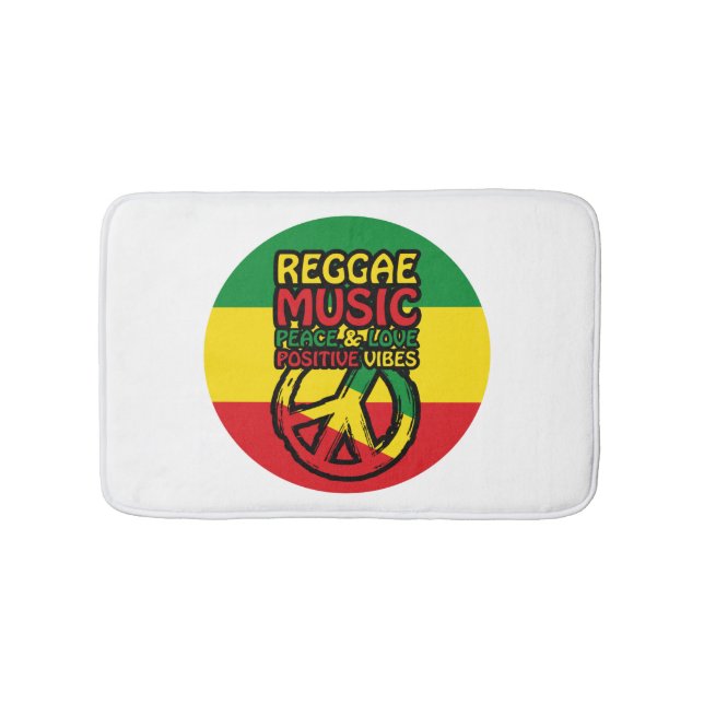 Tapis De Bain Symbole Reggae et Paix avec citations positives (Devant)