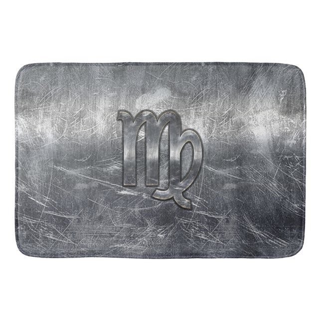 Tapis De Bain Symbole Virgo Zodiac Argent Style désaffecté (Devant)