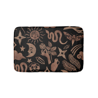 Tapis De Bain Symboles mystiques : serpent, soleil, lune.