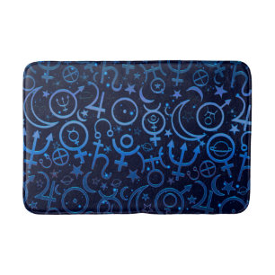 Tapis De Bain Symboles planétaires bleus Univers mystique Planèt