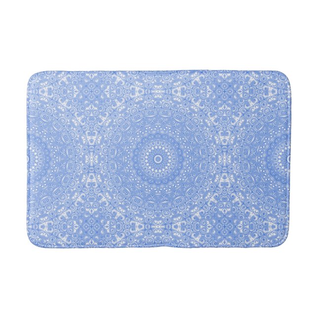 Tapis De Bain Symétrie Mandala Bleu Barbeau (Devant)