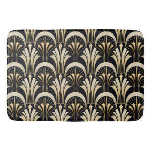 Tapis De Bain Symmétrique Art Déco Noir et Or