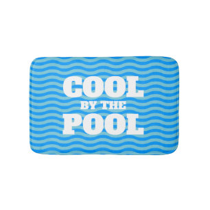 Tapis De Bain Sympa au bord de la piscine lignes d'onde d'eau bl