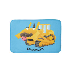 Tapis De Bain Sympa joli caractère de dessin animé au bulldozer