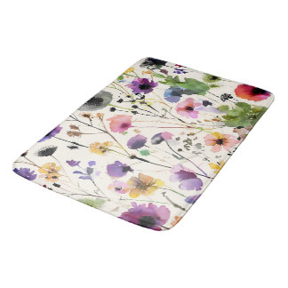 Tapis De Bain Symphonie fleur sauvage aquarelle