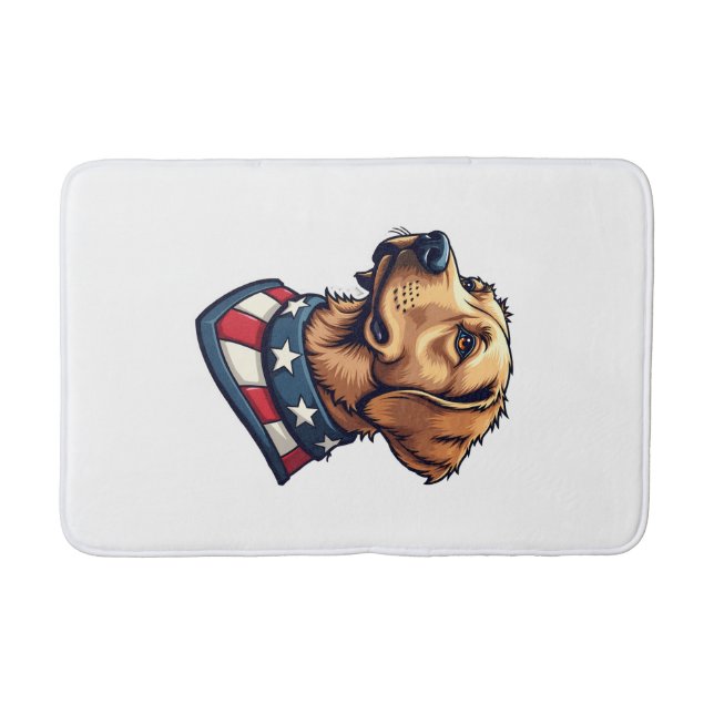 Tapis De Bain T-Shirt Chien Vintage Mascotte Retriever Patriotiq (Devant)