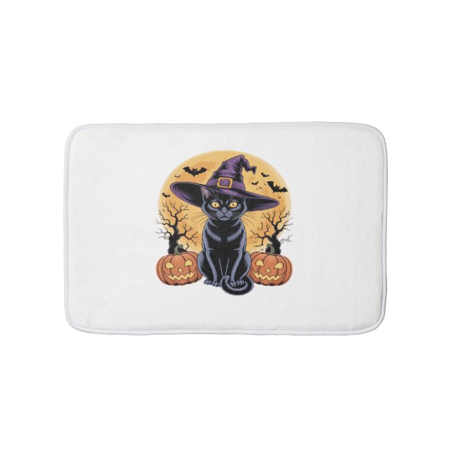 Tapis De Bain T-shirt Citrouille essentiel Halloween Chat (Devant)