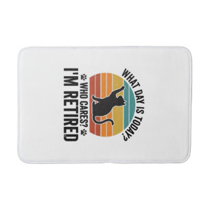 Tapis De Bain T-Shirt Dessin Humoristique Chat Retraité Coucher 