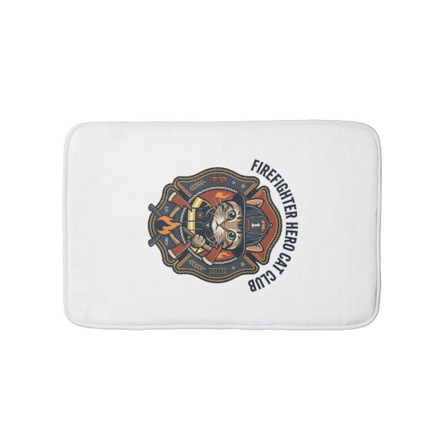 Tapis De Bain T-shirt graphique chat héros pompier - Feu (Devant)