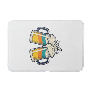Tapis De Bain T-shirt vectoriel de mug à bière arc-en-ciel vinta