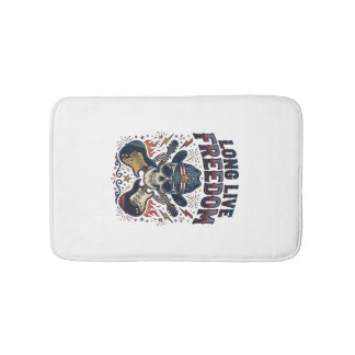 Tapis De Bain T-shirt vintage 4 juillet Liberté crâne patriotiqu