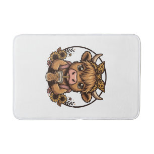Tapis De Bain T-shirt vintage à fleur de tournesol de café de va