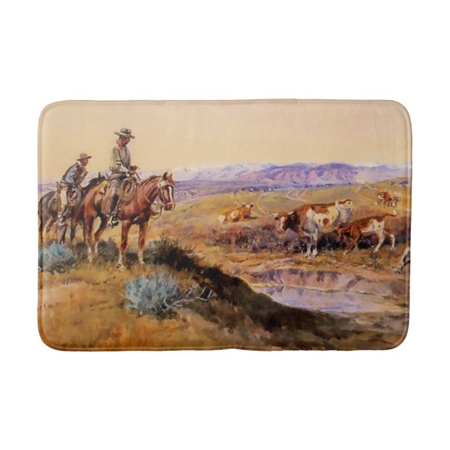 Tapis De Bain « Tabassé » Art occidental par Charles M Russell (Devant)