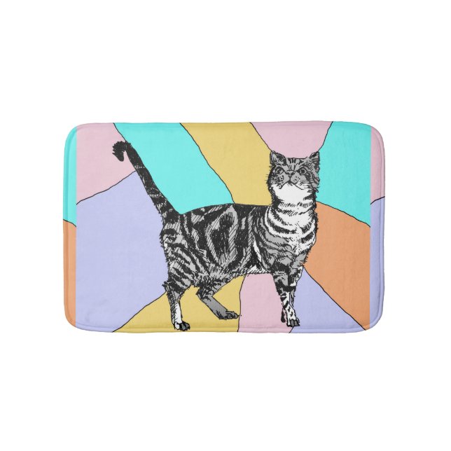 Tapis De Bain Tabby Bleu Chat Pastel Filles Chats Animaux de com (Devant)